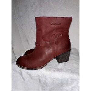 OTBT Womens Boots Size 7.5 Dark Red Leather Mid Bootie Boho Biker